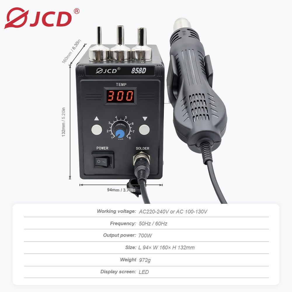 JCD HOT AIR GUN 858D BGA Rewor - Hot Air Station 858 บทวิจารณ์และราคา
